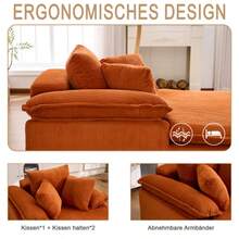 Un sofá reclinable de 46 cm de alto, diseñado para interiores y sin marco. Un sofá reclinable de lectura más cómodo, con amplios reposabrazos que no requiere instalación. - Naranja - Ver 7