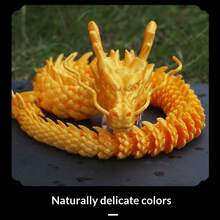 35.43英寸和23.62英寸3D打印中国龙雕像，关节灵活，可作家居及汽车装饰、桌面摆件、创意收藏玩具或节日礼物。