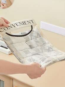 1pc Kitchen Garbage Bag Storage Rack Wall-Mounted Large Capacity Plastic Bag Storage Net With Hook-And-Loop - Multicolor - View 4