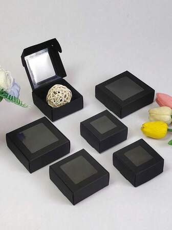 10/30个装，小型白色礼品盒，带透明窗口，适用于珠宝、肥皂、糖果等，DIY纸板包装，装饰性扁平散装盒，是礼品、工艺品、礼物、婚礼、新娘送礼会和配饰包装的理想之选