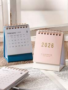 2026 Premium Mini Desk Calendar, Monthly & Weekly Planner, 250gsm Paper, Spiral Bound, 7 Color Options: Pink, Blue, Green, White, Minimalist Design, Compact & Portable, Suitable For Home Or Office Use - Multicolor - View 7