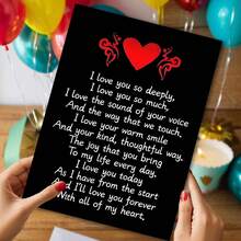 1 Thiệp chúc mừng Ngày Valentine sáng tạo và lãng mạn, món quà hoàn hảo dành cho bạn trai, bạn gái, vợ, chồng hoặc kỷ niệm ngày cưới. Món quà Ngày Valentine đầy ý nghĩa này có nền đen với họa tiết trái tim màu đỏ, kèm theo phong bì. - Nhiều màu - Xem 7