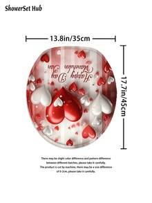 Valentine's Day Decorations1/3/4pcs Red White Heart Shower Curtain Bathroom Sets,Romantic Waterproof And Wear-Resistant Accessories,With 12 Hooks - Includes Toilet Seat Cover, Bath Mats, And Rugs - Plastic Fabric - Washable,Mildew-Resistant - Perfect For Holiday Decor,Home/Bedroom/House/Western/Spring Decor,