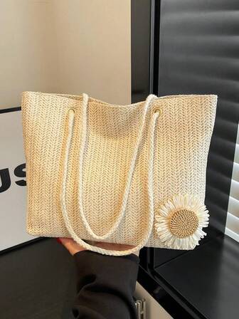 迷你花朵编织度假沙滩包 | 时尚女童单肩手提包