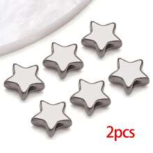 2 hạt thép không gỉ hình mặt trăng sao, hạt rời, hạt kim loại, hạt trơn nhỏ, dùng làm vòng tay, vòng cổ, trang sức tự làm - Nhiều màu - Xem 12