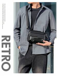 新款复古男女通用斜挎包、单肩包、胸包、腰包、手提包，PU材质，多色可选，多口袋设计，大容量，可调节肩带，便携简约，商务休闲风，适合工作、上学、出差、购物，也是送给亲朋好友、生日、节日或情人节的礼物。 - 彩色 - 查看 5