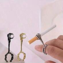 3pcs/1pc Hand Skeleton Design Cigarette Holder Stand, Skull Shaped Ring Finger Clip - Creative Cigarette Stand Clip, Adjustable Opening To Prevent Burns And Discoloration, Heat-Resistant And Grip Function - Multicolor - View 3