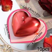 1pc/10pcs Heart-Shaped Scented Candles, Available In Large And Small Sizes, Multiple Colors, Suitable For Valentine's Day Decor, Valentine's Day Gifts, Birthday Gifts, Decoration For Study, Bathroom, Desk Or Room, Stunning Whether Lit Or Unlit, Perfect Choice For Winter, Holidays And Occasions - Multicolor - View 10