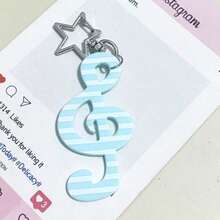 1pc Korean Retro Sweet Polka Dot, Stripe, Star, Music Note Keychain, Phone Charm, Bag Pendant, CCD Charm, Phone Lanyard - Multicolor - View 7