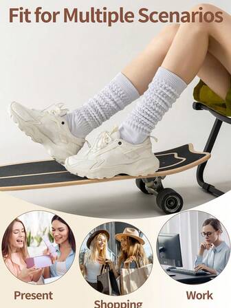 1/3 par yogastrumpor för kvinnor, varma bubbelstrumpor, lämpliga för pilates, vadlånga atletiska strumpor för våren, presentstrumpor (vita/grå/svarta)