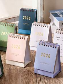 2026 Premium Mini Desk Calendar, Monthly & Weekly Planner, 250gsm Paper, Spiral Bound, 7 Color Options: Pink, Blue, Green, White, Minimalist Design, Compact & Portable, Suitable For Home Or Office Use - Multicolor - View 2