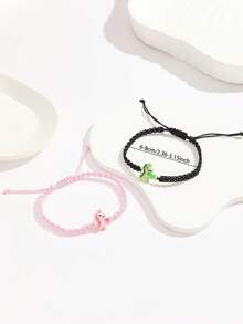 ATLVXJL Bộ 2 chiếc băng đô hình vương miện phát sáng trong bóng tối dành cho cặp đôi/tình bạn, mặt dây chuyền hình khủng long, vòng tay dây mỏng màu đen và hồng thắt nút hình chữ V, phụ kiện trang sức thường ngày thích hợp để đeo hàng ngày và làm quà tặng ngày lễ - Nhiều màu - Xem 11