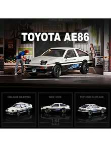 C C A 1:64 Alloy Car Model Simulation Racing Car Collection With Acrylic Cover + Base, Small-Scale Car , ,  Gifts For Boys - 1:64 Toyota AE86 - View 3
