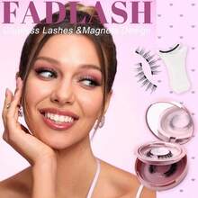 2对磁性假睫毛，带涂抹器，可重复使用，轻盈飘逸，无需胶水，自然款假睫毛 - 彩色 - 查看 7
