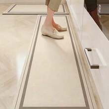 白色长方形厨房地垫，地板保护垫，适用于家居装饰 - 米色 - 查看 7