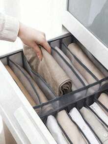 7/9格可水洗抽屉收纳盒，内衣衣物收纳，卧室折叠收纳袋，家居收纳，白色T恤，黑色裤子，女士冬季服装，连衣裙，女士白色长袖衬衫，白色连体裤，女士春季连衣裙，女士春季服装，春季，春季服装，简约风格，夏季。柔软轻盈的网眼材质 - 灰色 - 查看 7