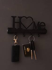 1pc HOME Key Holder Wall Mount Entryway Organizer Rack With Hooks, No Drilling Required, Home Decor For Living Room