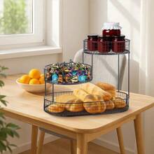 3-Layer Oval Iron Fruit Basket Rack, Kitchen Countertop Fruit, Vegetable And Snack Storage Rack, Metal Design, No Installation Required - Black - View 6