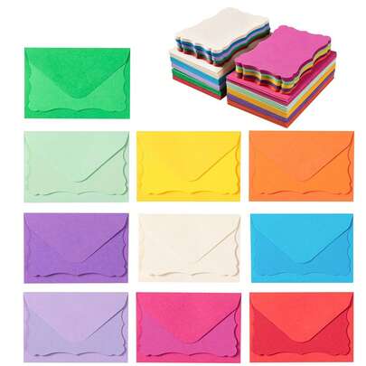50 pezzi/confezione, 50 buste + 50 cartoline, include cartoline bianche in bianco, buste adesive piccole, 10 colori di buste corrispondenti alla stessa quantità e colore di biglietti da visita, non sbiadenti (10,2 x 6,9 cm, multicolore, bianco, marrone)