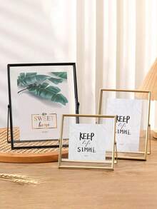 金属框架亚克力悬浮相框，现代装饰相框，可放置于门厅、客厅、卧室、书房、宿舍、桌面展示，黑色或金色可选，生日、毕业、婚礼礼物，复古装饰，房间装饰 - 柚木 - 查看 2