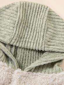 2件套宠物老年犬保暖针织内衣和连帽背心，带牵引绳扣，撞色休闲日常狗狗服装