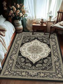 1件装节日风格奢华复古图案客厅卧室地毯，柔软短绒地毯，采用亲肤天鹅绒面料制成，易于清洁，是客厅、卧室、家庭聚会的理想装饰地毯。