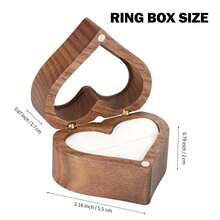 LETURE Wood Ring Display Box With Transparent Cover Single Slot 2 Slot, Heart Shaped Person.Alized Wooden Jewelry Box For Proposal Engagement Wedding Ceremony Anniversary (White - 1 Slot),White-1Slot - 白色-1槽 - 查看 3