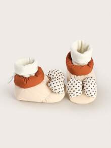 Zapatos de invierno de estilo nuevo para bebés de 0 a 1 año, zapatos de algodón con aislamiento de felpa, suela blanda, aislamiento del piso y botas de felpa para bebés - Albaricoque - Ver 5