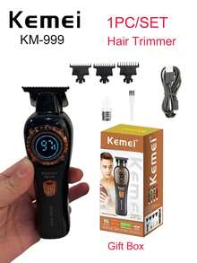 Kemei Professional Hair Clipper KM-2242 USB Rechargeable High Power Hair Clipper KM-999 Electric Hair Clipper 0mm Precision Trimmer Hair Clipper + Trimmer Set Men's New Year Hair Clipper - Black - View 11