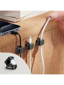 6pcs,Wire Storage Rack, Magnetic Desktop Cable Clamp Management, Hidden Mobile Phone Charging Cable Rack, Suitable For Nightstand, Kitchen Appliances, Office Supplies - 彩色 - 查看 4