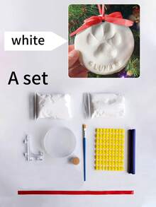 1 Set Pet Paw Print Craft Kit, DIY Memorial Set Includes Stand, Mold Box, Gold Paint, Brush, Mold Box, Gold Paint, Card Mold And Ribbon, Pet Birthday Gift, Material: Clay, Includes 2 Bags Of Molding Clay - one-size - View 14