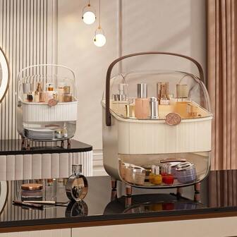 High-End Makeup Storage Box, Large Capacity For Lipstick, Face Mask, Skincare Products, Vanity Organizer