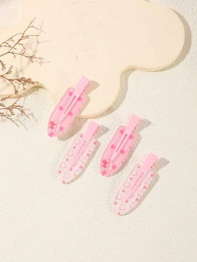 4 st eleganta rosa hjärtformade hårspännen - söta ovala alligatorklämmor för kvinnor och flickor, sömlösa sidoluggar, lämpliga för moderiktiga knutar och lugg, perfekta för vardagsbruk, huvudaccessoarer, alla hjärtans dag-accessoarer, håraccessoarer för kvinnor