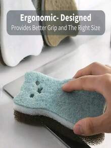 可爱猫咪造型海绵厨房套装 - 加厚耐用洗碗清洁工具，适用于锅碗瓢盆，不会损伤表面，多用途重型厨房清洁海绵 - 2/4/8 件装 - 彩色 - 查看 8