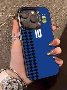 Estampado 2D plano Funda de teléfono Argentina número 10 diseño azul con cuadros negros, resistente y original para fanáticos del fútbol Cubierta de teléfono de colores mixtos con estampado completo para 17 PRO MAX/17 AIR/15 ProMax/16 PROMAX/Galaxy S22/S23/S24/S23 Plus/S24 Ultra/S25/A15/A33/A23, cubierta de Halloween, estética de cubiertas, cubierta 2D plana, cubierta vintage, cubierta de collage, cubierta de moda, cubierta con flores, cubierta cool, cubierta adorable, diseño de impresión UV, seguidores de , amantes de la moda - Color mixto 1 - Ver 5