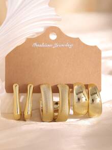 6-18pcs Gold Tone Fashion Earrings Set, Stylish & Elegant, Suitable For Daily, Party, And Occasion Wear - Multicolor - View 9