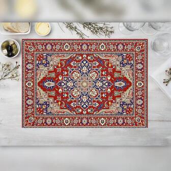 [Popular Choice] 1pc/4pcs/8pcs Waterproof Vintage Floral Pattern Placemats, Table Mats, Bohemian Decor, Classic Minimalist Style, Home Kitchen Dining Table Decoration, Elegant Tabletop Accessories, Dining Room Tableware, 12x18 Inches