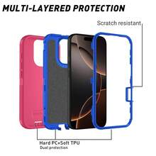 FOGEEK [3-In-1 Heavy Duty Protective Phone Case] Shockproof, Drop-Proof, Anti-Slip Multi-Layer Protective Phone Case, Compatible With IPhone Waterproof Anti-Fall Scratch Resistant - Pink Blue - View 9