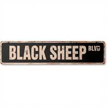 1pc Vintage "Black Sheep Blvd" Metal Wall Sign - 16" Wide, Rustic Iron Street Sign With "BLVD" In Distressed Font, Perfect For Indoor/Outdoor Decor, Indoor Outdoor Decor | Vintage Wall Art | Weathered - 金屬畫 - 查看 1