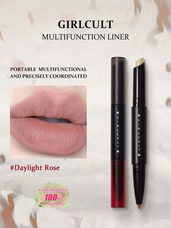 GIRLCULT 1g/0.05oz Daylight Rose Multifunctional Lip Liner Pencil. Smooth And Fine Texture, Excellent Color Payoff. Can Precisely Outline The Lip Shape And Create A Volumized Lip Makeup.
