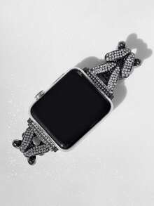 简约优雅四麦穗水钻金属表带，兼容 Series 38/40/41mm、42/44/45/46/49mm - 黑色 - 查看 2