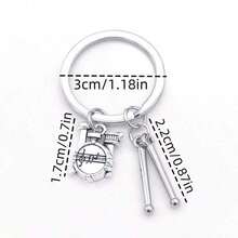1pc Unisex Drum Kit Keychain, Music Lover Gift, Drum Pendant Key Ring Accessory Valentines School Letter Car Accessories Cute Goth Y2k Bag Accessories Lanyards With Id Holder Car Accessories Bag Charms - Đen và trắng - Xem 4