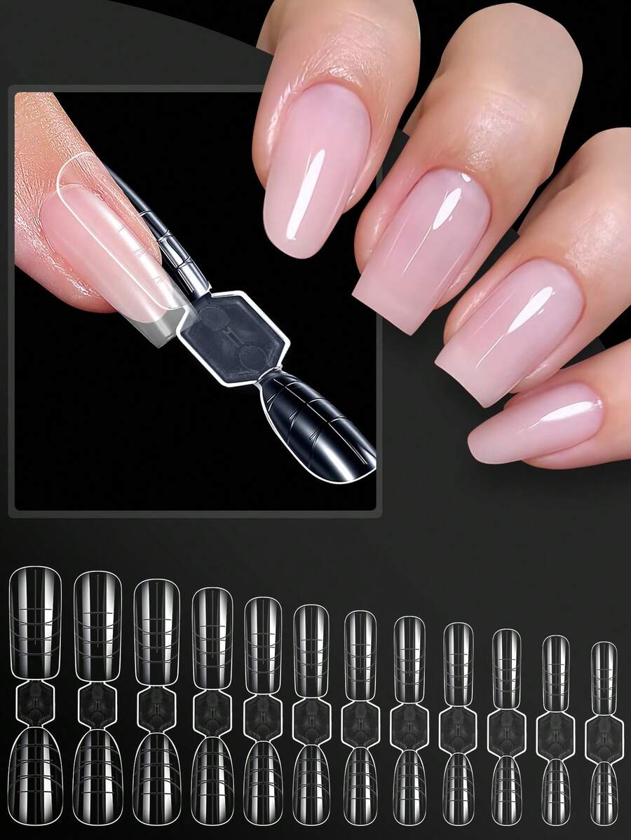 一盒120片，无纸托盘，带刻度线，美甲延长二合一模具 - 彩色 - 查看 1