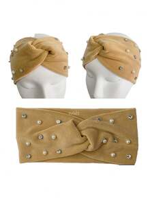 1 szt./6 szt. francuskiej opaski na głowę z kokardą na jesień/zimę, modna, uniwersalna perłowa chusta na głowę, wygodna, ciepła, dzianinowa opaska na głowę, świetny prezent dla przyjaciół, bestseller na jesień/zimę, opaska z kryształkami w kratkę, stylowy dodatek do włosów podkreślający twarz dla kobiet