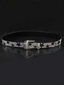 1pc Men's Multicolor Glitter Studded Streetwear Punk Y2K Fashion Belt - 彩色 - 查看 4