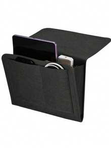 1 件毛毡床边沙发收纳盒，带 3 个口袋的挂袋，可容纳杂志、书籍、平板电脑、iPad、电缆、遥控器、水瓶等。多功能家居收纳盒适用于卧室、客厅、儿童房、宿舍床、沙发、双层床、大学宿舍床等。