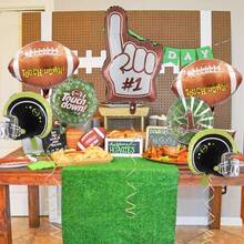 7pcs Football Party Balloon Set, Includes Football Helmet Foil Balloon, First Down Hand Gesture Balloon, Football Foil Balloon, Suitable For Football Party Decorations, Theme Parties, Birthday Parties, Rugby Theme Parties, Sports Event Decorations, Indoor And Outdoor Decor - Multicolor - View 7