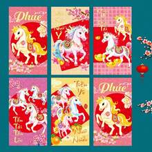 18pcs Red Envelopes - Traditional Decor With Vietnamese Text, Gold & Red Horse Patterns - Birthday, Holiday Party Decoration - Elegant Tabletop Centerpiece - Suitable For New Year, Wedding, Office Or Party Decor - Festive Cards And Ornaments - Multicolor - View 10