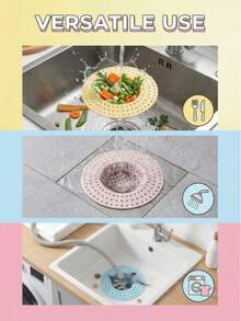 4件套地漏格栅：耐用塑料材质，网状+圆形排水孔设计；可拦截毛发/碎屑，防止堵塞；易于安装，适用于厨房/浴室/水槽；易于清洁且结构坚固；保持排水管道畅通，适用于家庭/酒店管道维护。 - 彩色 - 查看 2