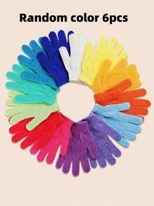 6/10/20pcs Random Color Exfoliating Gloves, Double-Sided Scrub Gloves, Bath Gloves, Body Massage Cleaning Gloves - Multicolor - View 8